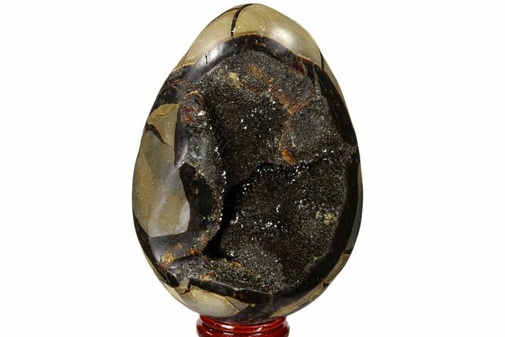 Septarian Dragon Egg Geode - Black Crystals #118743